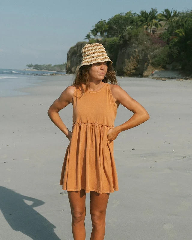 Women's Everyday Attire Affordable Trendy Fashion Seaside Tank Mini Dress - Toffee