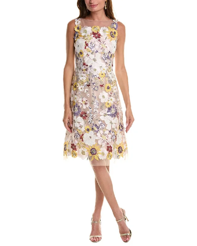 Women's Contemporary Clothing Fashion Frontiers Teri Jon by Rickie Freeman Embroidered A-Line Dress