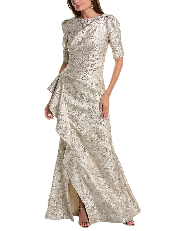 Women's Vacation Outfit Weekend Exclusive Teri Jon by Rickie Freeman Metallic Jacquard Gown