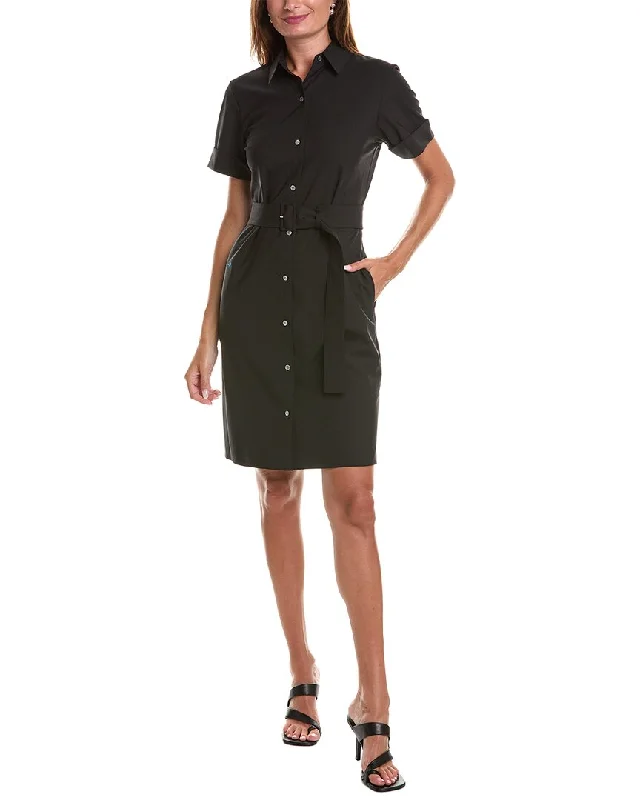 Women's Occasion Wear Apparel Elegant Fashion Offers Theory Belted Wool-Blend Shirtdress