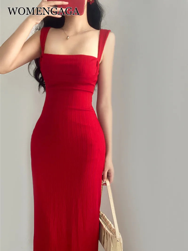 Sustainable Women's Clothes Limited Time Special Offer WOMENGAGA Red Dress Mini Summer 2023 New Sexy Short Female Dress Elegant Hot Sexy Korean Women Dresses Sweet 2023 94S6