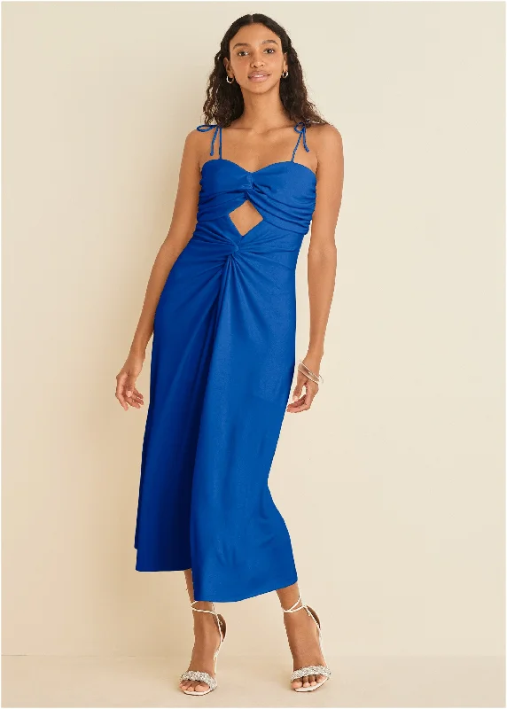 Women's Party Outfit New Arrivals Ruched Cutout Maxi Dress - Blue