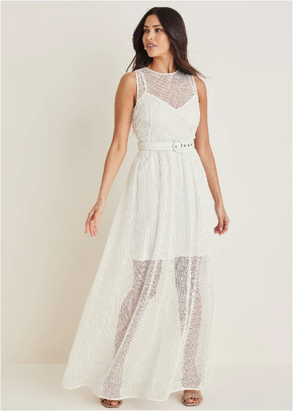 Women's Transitional Outfit Absurdly Cheap Sale Diamond Lace Maxi Dress - Off White