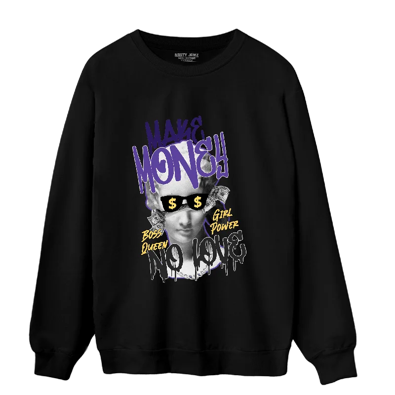 Minimalist Unisex Fashion Must-Haves Low Price Special NastyJamz Field Purple 12s Sweatshirt Match Make Money No Love