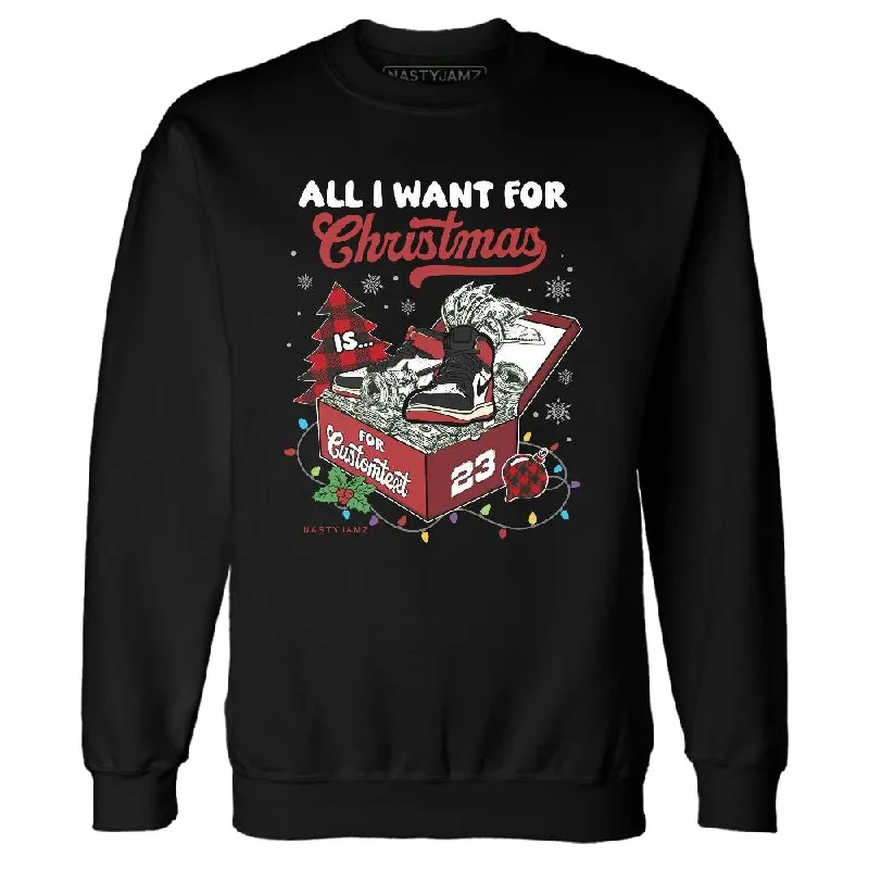 Comfortable Unisex Streetwear Urban Fashion Black Toe Reimagined 1s NastyJamz Sweatshirt Match Dollar Sneaker Box Christmas Custom Text