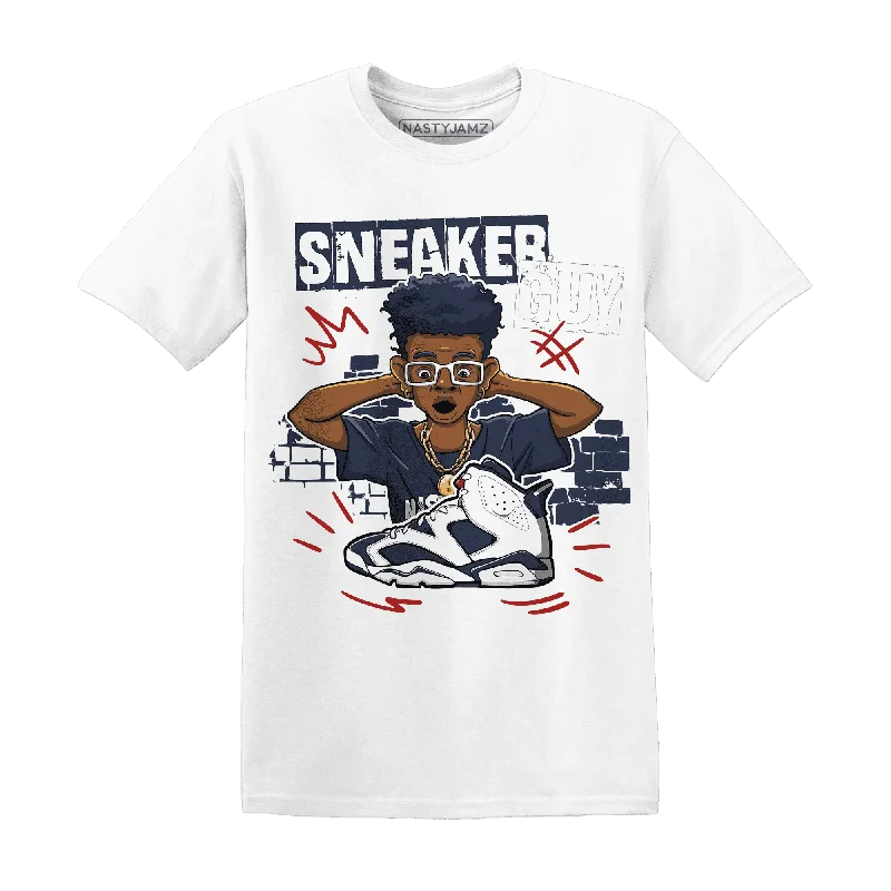 Relaxed-Fit Unisex Fashion For All-Day Comfort Stylish Savings NastyJamz White Navy 6s T-Shirt Match Sneaker Guy Collector