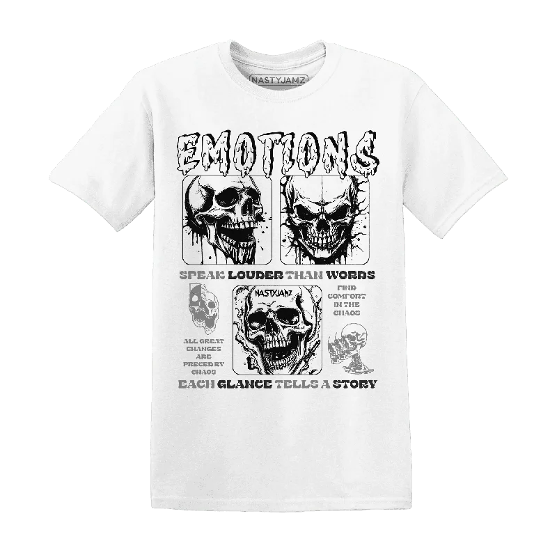 Modern Unisex Wardrobe Staples Chic Trends Unveiled NastyJamz White Thunder 4s T-Shirt Match Emotions Skull