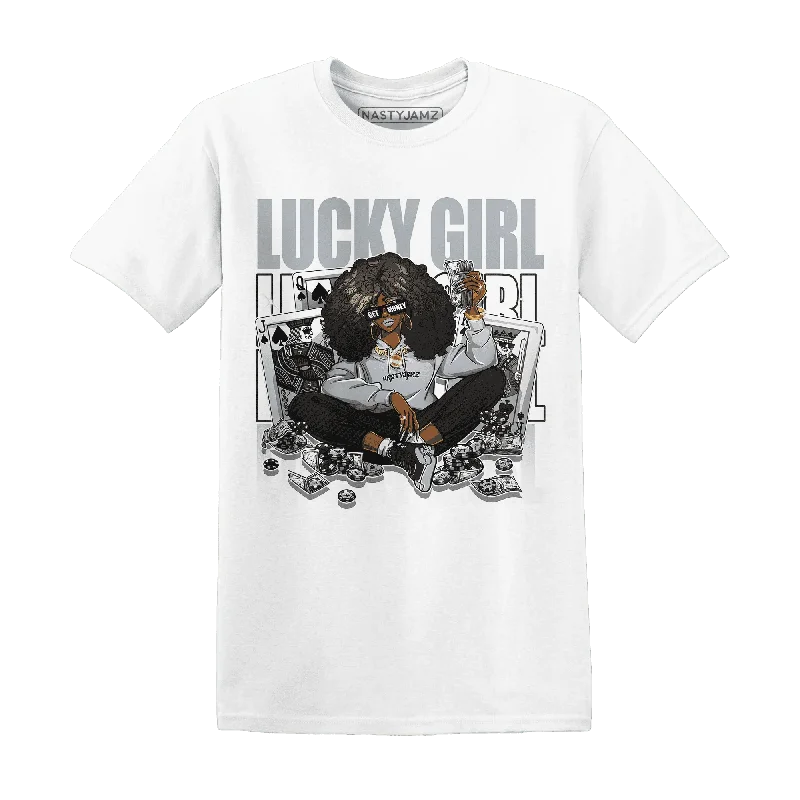 Fashion-Forward Gender-Neutral Outfit Ideas Feminine Luxe Style Sale NastyJamz Wolf Grey 12s T-Shirt Match Lucky Girl