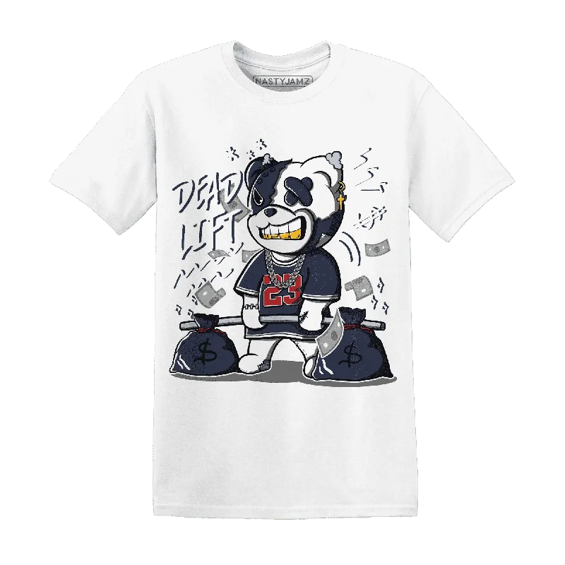 Trendy Unisex Streetwear Fashion Unleash Your Fashion NastyJamz White Navy 6s T-Shirt Match BER 23 Deadlift