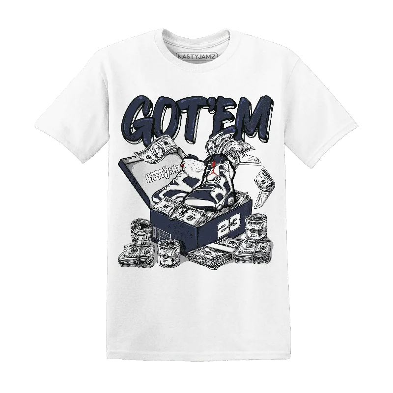 Elegant And Minimal Gender-Free Clothing Style Breakthroughs NastyJamz White Navy 6s T-Shirt Match Dollar Sneaker Box