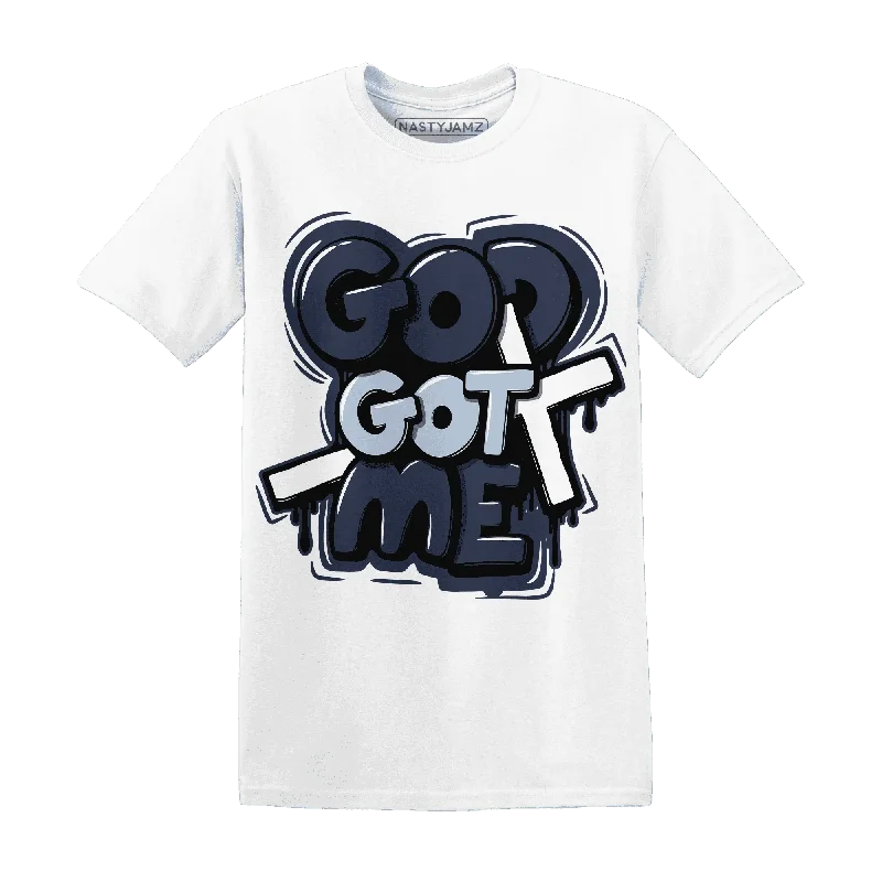 Minimalist Unisex Fashion Essentials Cozy Chic Promotions NastyJamz White Navy 6s T-Shirt Match  God Got Me