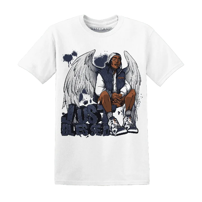 Minimalist Unisex Fashion Must-Haves Vintage-Modern Style Offers NastyJamz White Navy 6s T-Shirt Match  Just Blessed