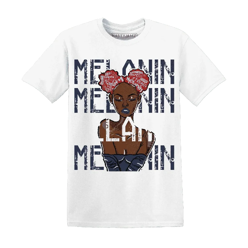 Sustainable Gender-Neutral Apparel End Of Season Sale NastyJamz White Navy 6s T-Shirt Match Melanin Girl