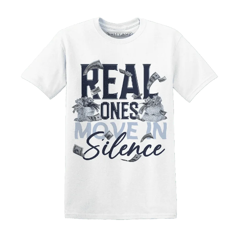 Sustainable Gender-Neutral Apparel New Season Fashion Preview Sale NastyJamz White Navy 6s T-Shirt Match  Move In Silence Money