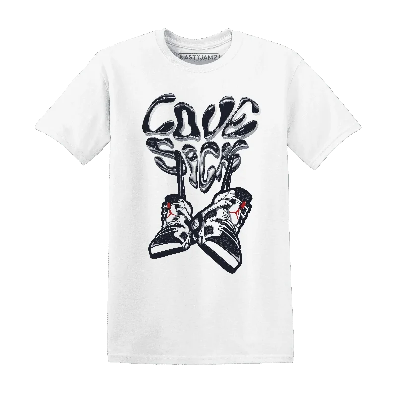 Casual And Trendy Unisex Fashion Staples Boutique Styles NastyJamz White Navy 6s T-Shirt Match Sneaker Love Sick