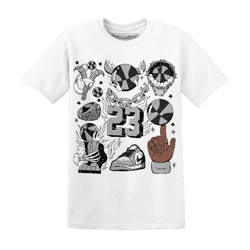 Elegant And Minimal Gender-Free Clothing Sophisticated Street Style Offers NastyJamz Wolf Grey 1s T-Shirt Match  Neclaces Number 23